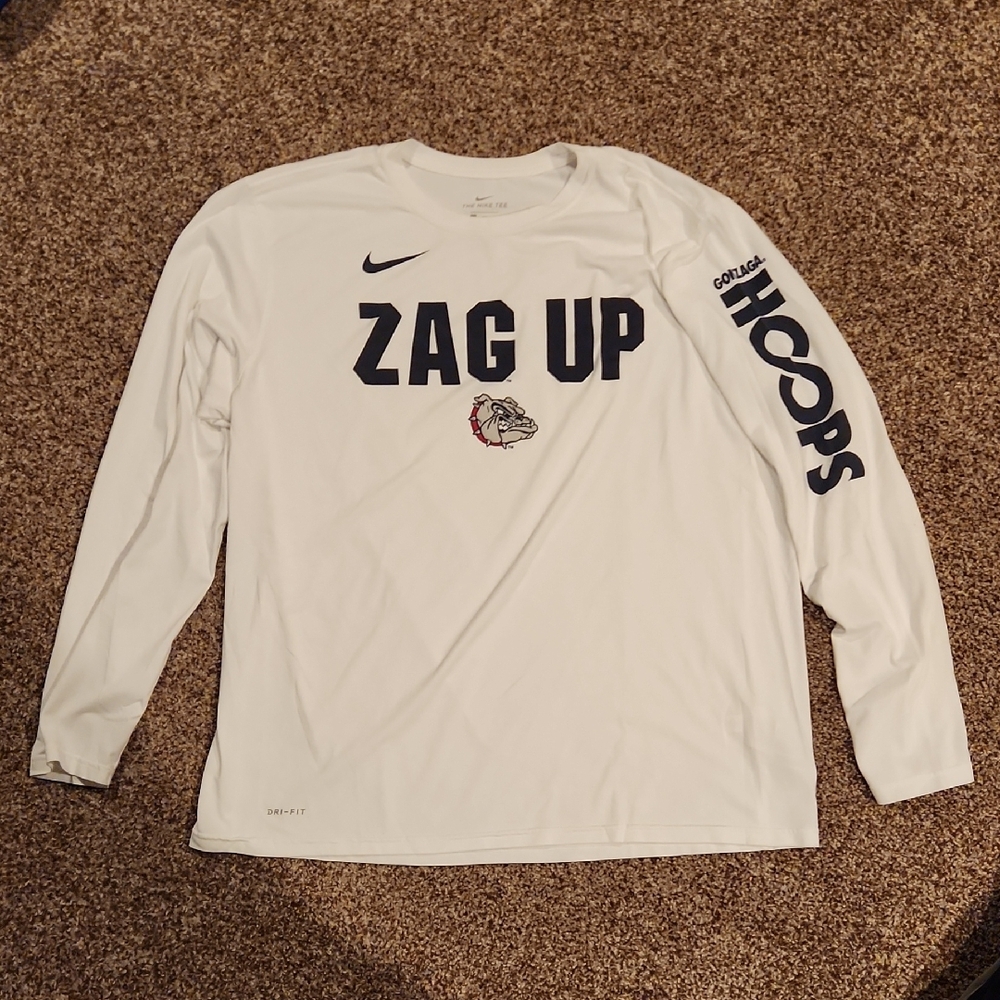 Nike Gonzaga White Long Sleeve 'Zag Up' Dri-fit Shirt Size: XXL